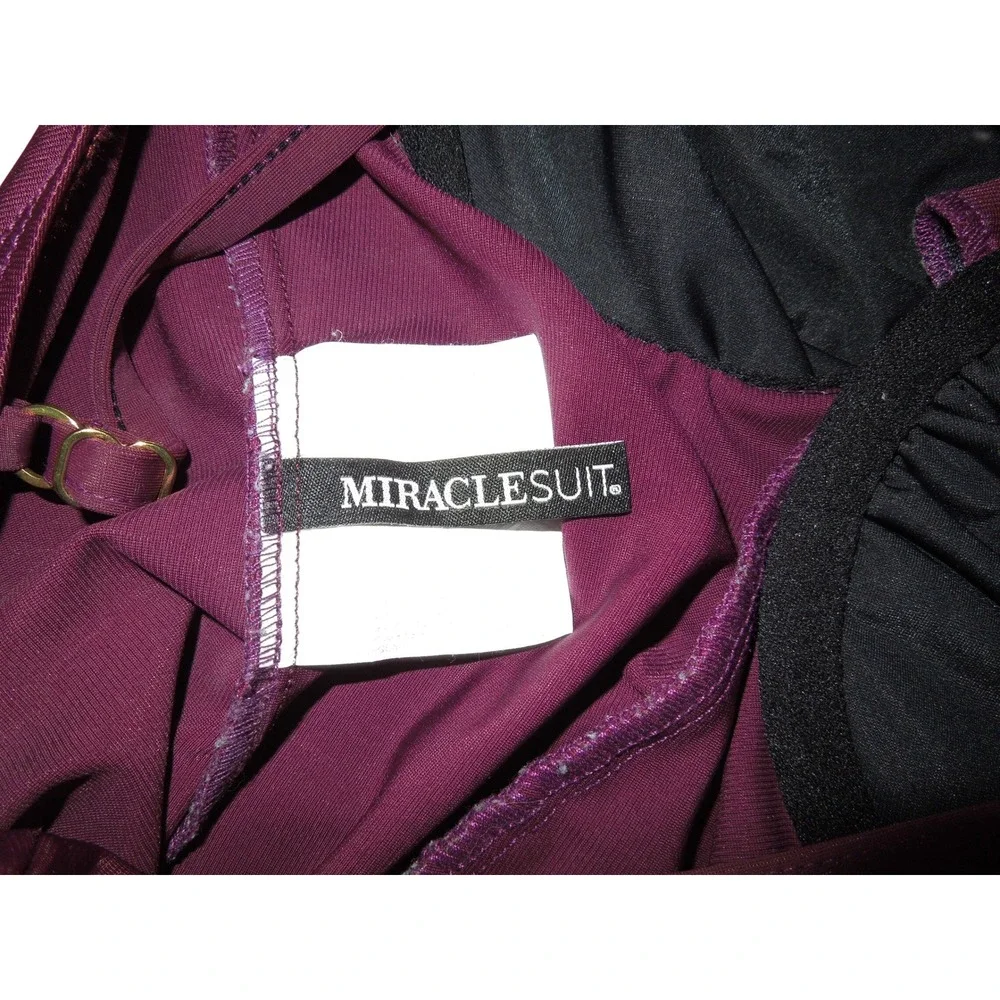 Miraclesuit One Piece Swimsuit Purple Twist Front Tummy Control Slimming Size 10